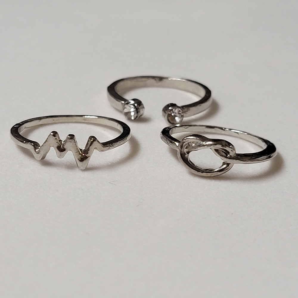 Three Stacking Rings - Love Knot - Heart Beat - Open Rhinestone - Picture 6 of 9